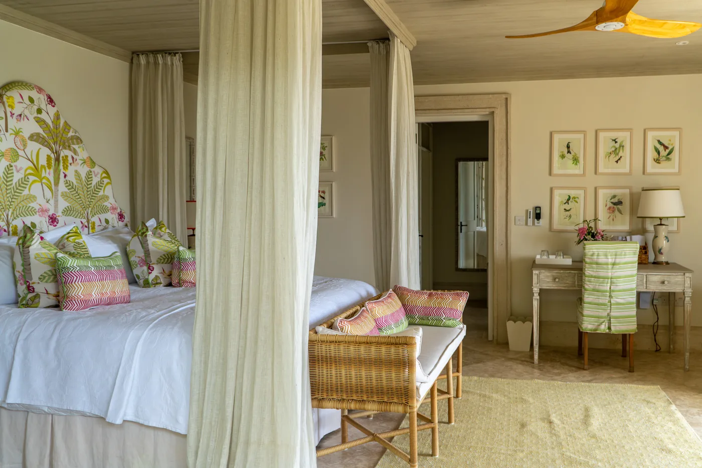 Flomarine bedroom with a soft green colour palette