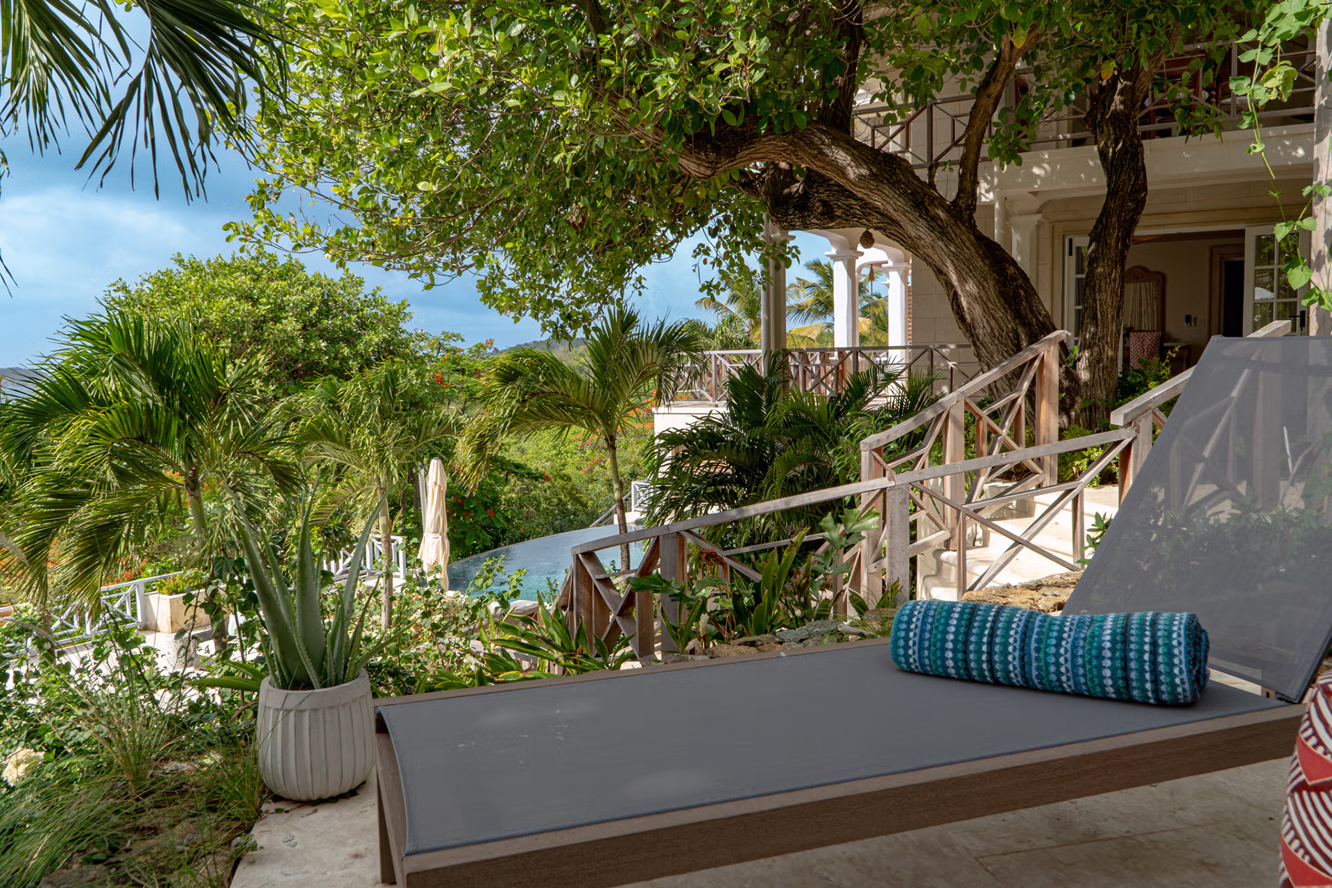 Tropical planting and garden room at Flomarine on Mustique