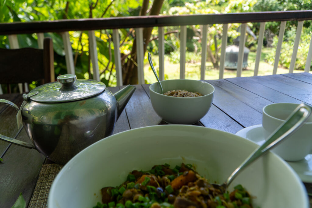 A meal prepared at Balenbouche Estate