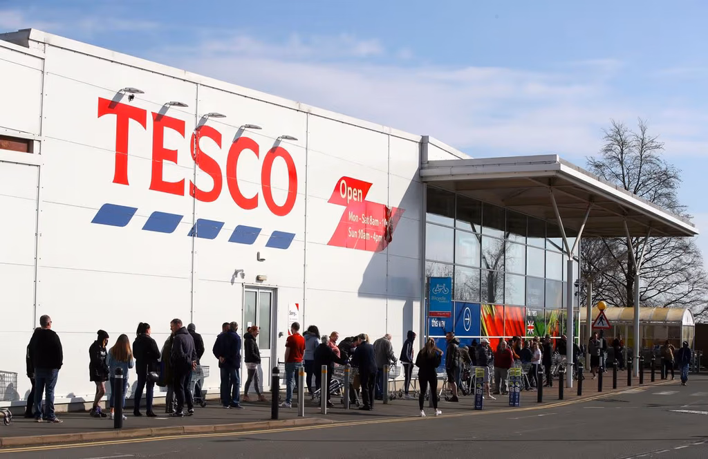 People queuing at a supermarket