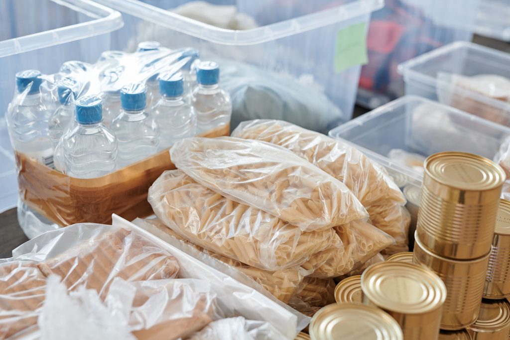 Bottled water and household emergency supplies