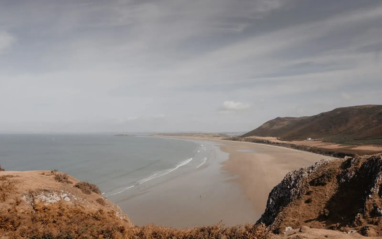 Rhossili Bay on the Gower peninsula, where most farm shops in West Glamorgan are found