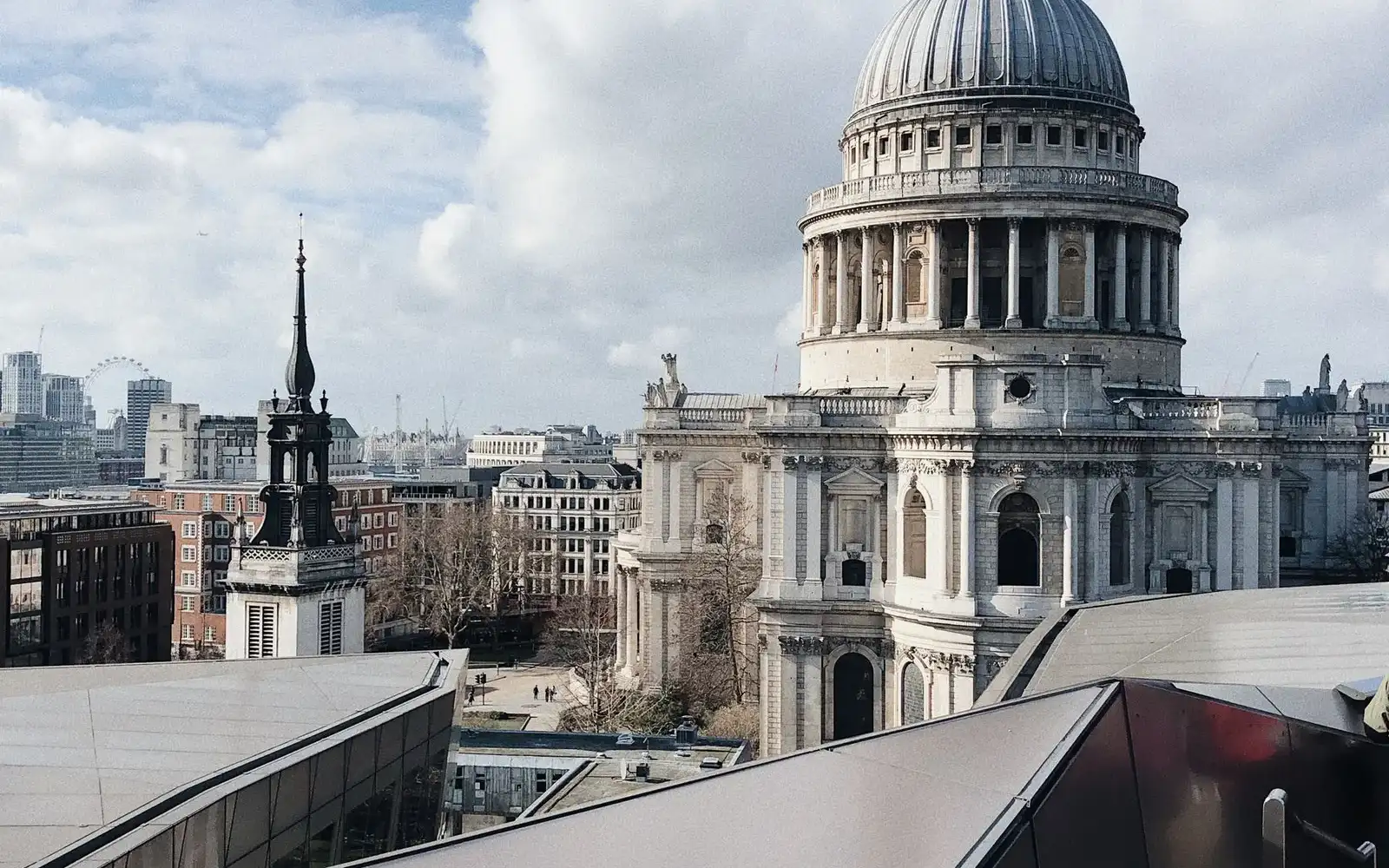 St Paul's Cathedral above the City of London skyline, the Square Mile with no farm shops